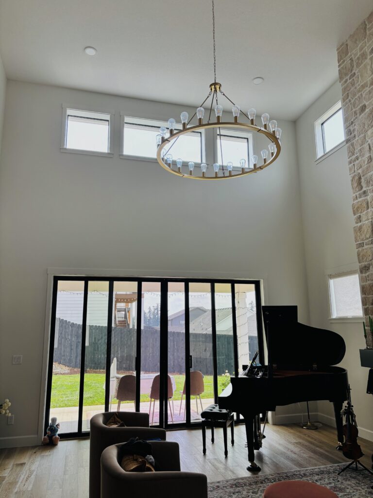 High Ceiling Curtain Installation in Ridgefield — clark county